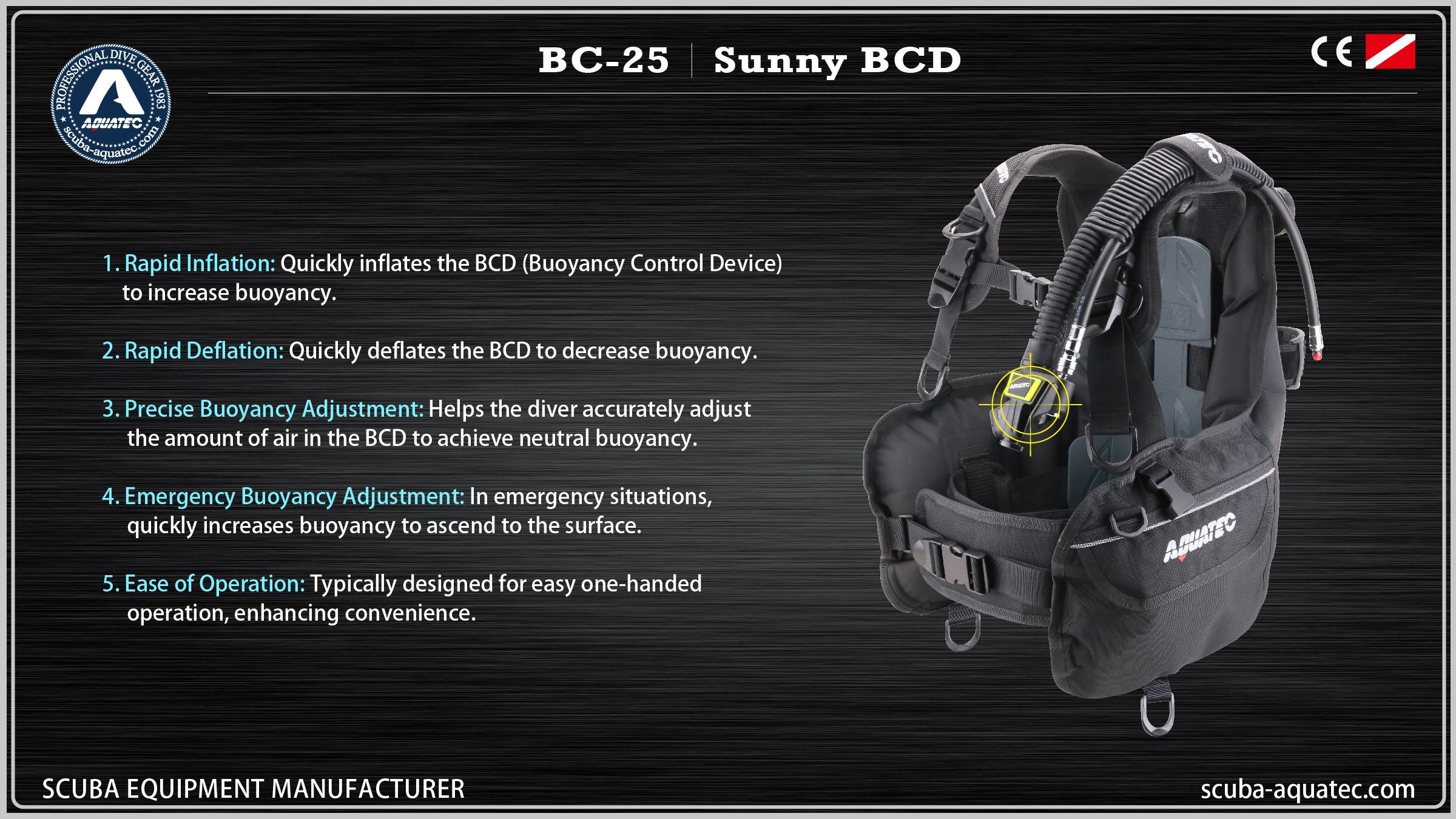 BC-25 Aquatec Potápěčský BCD pro Začátečníky