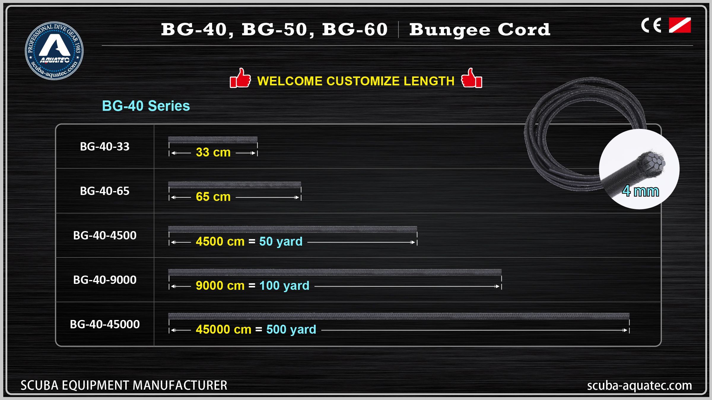 Tauchbungee zur Ausrüstungsbefestigung Aquatec BG-40 BG-50 BG-60