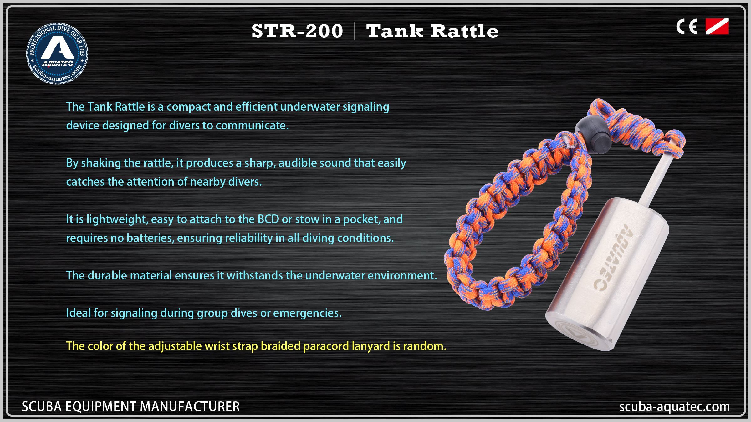 Aquatec Tauchsicherheits-Tank-Rassel-Stick STR-200